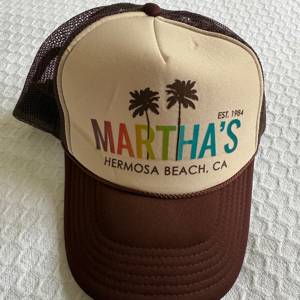Martha’s Hermosa Beach CA Trucker Hat – Brown Mesh Retro Style